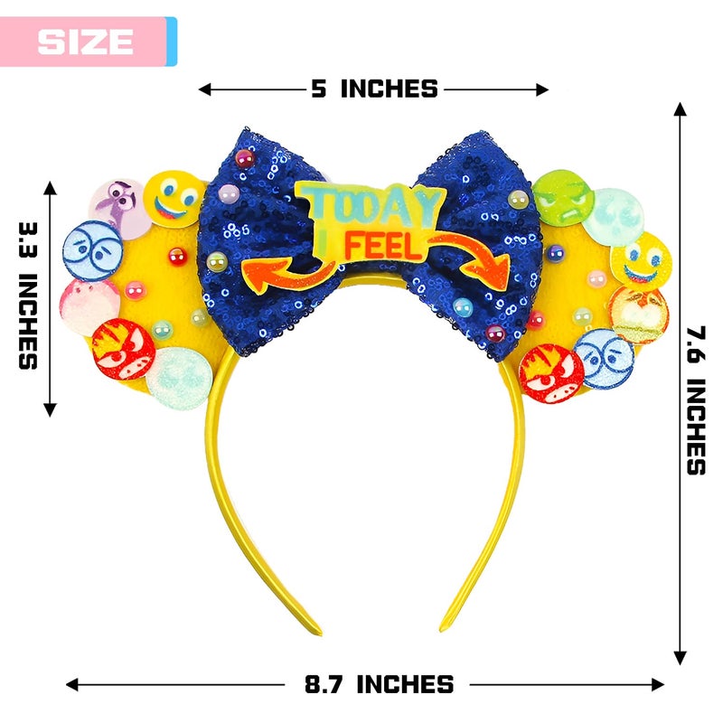 MADO Today I Feel mouse ears headband for women adults kids boys girls,emotion yellow Park mini ears headbands for women kids boys girls (yellow emotion) - Image 2